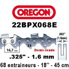 Chaine de tronçonneuse .325 1.6mm 68 entraineurs OREGON référence 22BPX068E