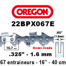 Chaine de tronçonneuse .325 1.6mm 67 entraineurs OREGON référence 22BPX074E