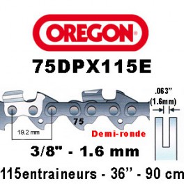 Chaine de tronçonneuse 3/8 1,6 115E Oregon référence 75DPX115E
