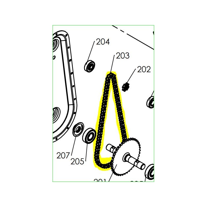 Chaine transmission pour motobineuse