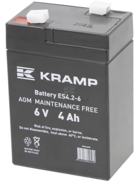 Batterie gel 6V 4Ah + à gauche