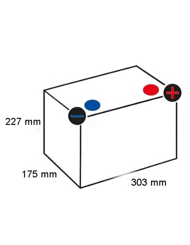 Batterie 12V - 100Ah borne + à droite pour voiture