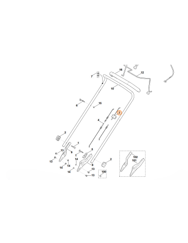 Cable de frein moteur référence 6350 700 7521 d'origine Stihl / Viking