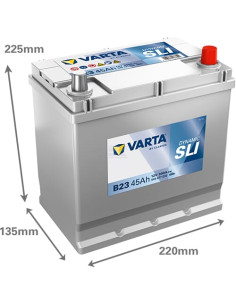 Batterie 12V - 45Ah borne + à droite pour voiture VARTA B23 dynamic SLI