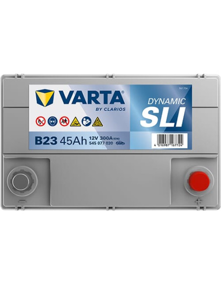Batterie 12V - 45Ah borne + à droite pour voiture VARTA B23 dynamic SLI